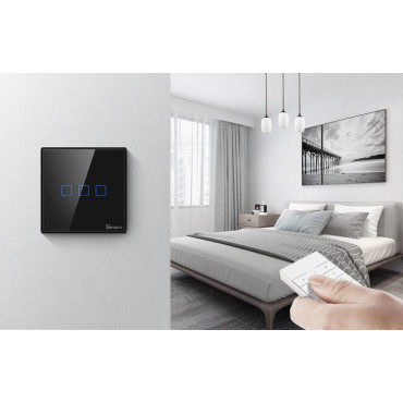 Toque o interruptor de luz do interruptor WIFI botão 433 MHz RF Preto T3eu1c-TX