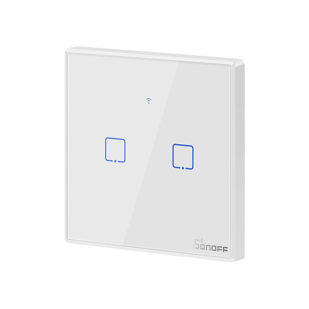 Switch do interruptor do interruptor de luz de dois canais Wi-fi botão branco T2eu2c-TX