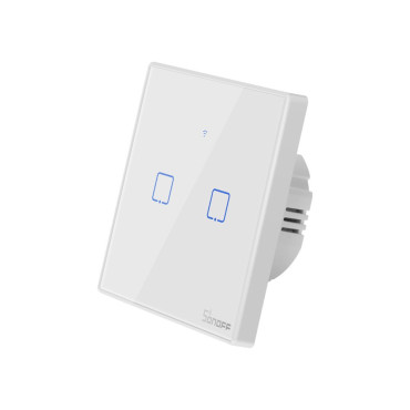 Interruptor de luz táctil de dos canales Interruptor WiFi Botón blanco T2EU2C-TX
