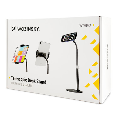 Tablet Stojan a tabletový telefón na čiernom stole