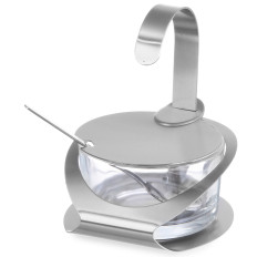 Sugarbonk with glass and stainless steel with a teaspoon of Wed. 130mm. 90mm - Hendi 465370