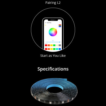 LED Smart Waterproof Tape RGB tālvadības pults WiFi 2m barošanas avots