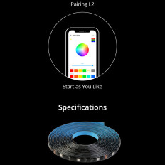 LED Smart Waterproof Tape RGB tālvadības pults WiFi 2m barošanas avots