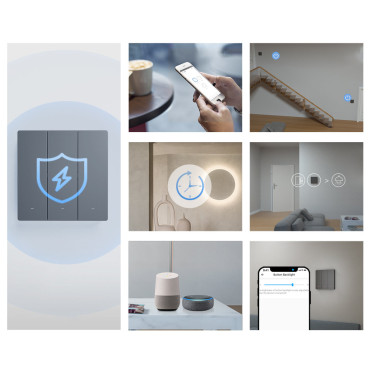 Intelligens 3 csatornás fali fali kapcsoló fekete M5-3C-80