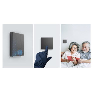 Intelligent 3-kanalig väggväggsbrytare svart M5-3C-80