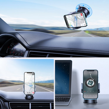Suporte de carro para o seu cockpit de smartphone. Placa de distribuição. Preto