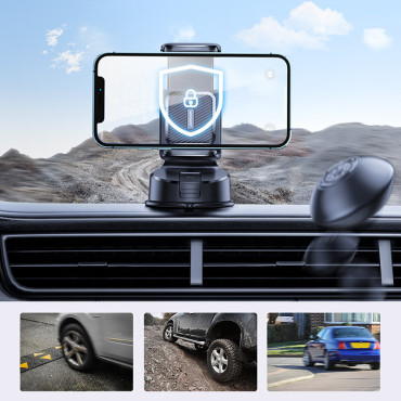 Suporte de carro para o seu cockpit de smartphone. Placa de distribuição. Preto