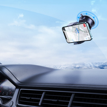 Suporte de carro para o seu cockpit de smartphone. Placa de distribuição. Preto