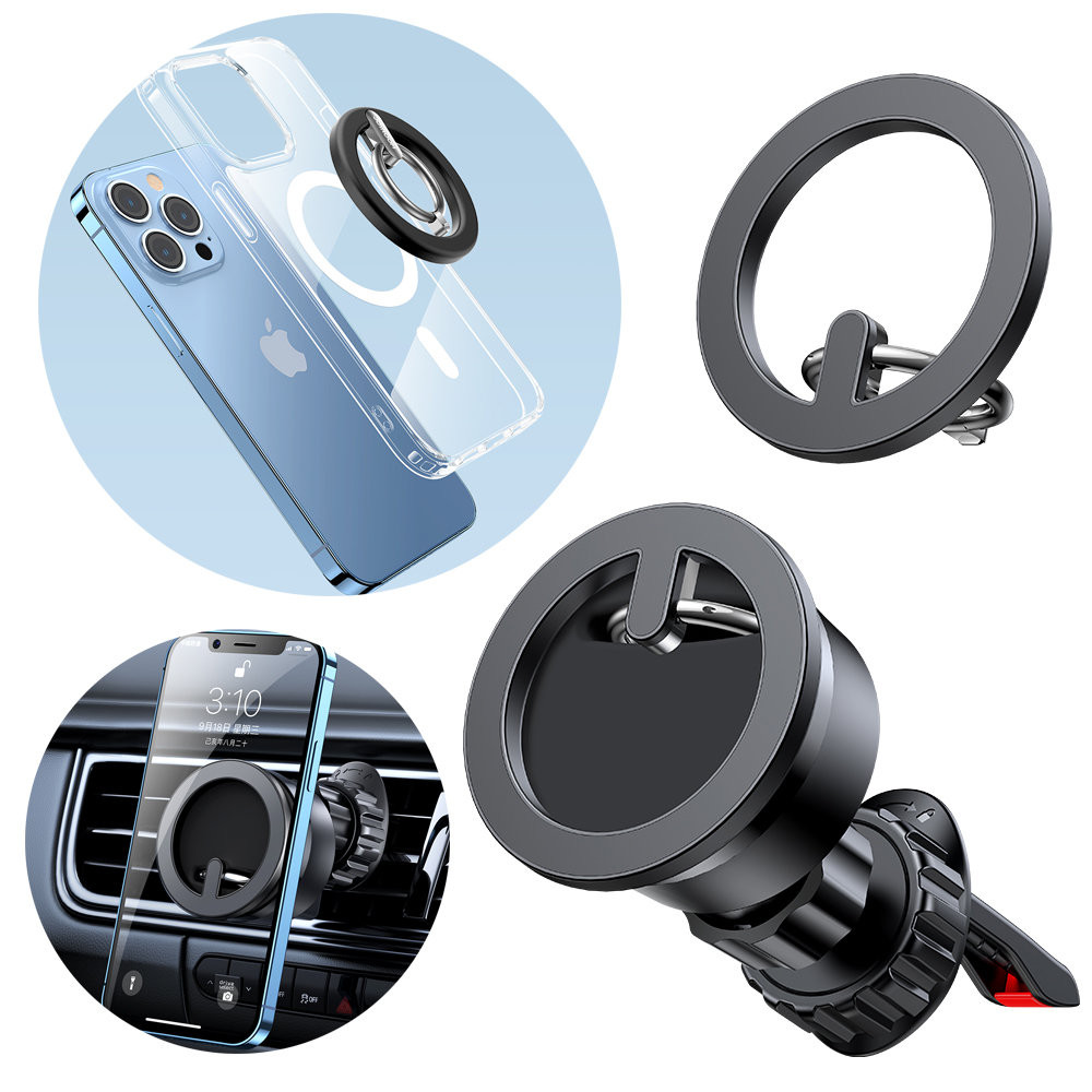 Autohouder is een magnetische telefonische ring. Zwarte stand