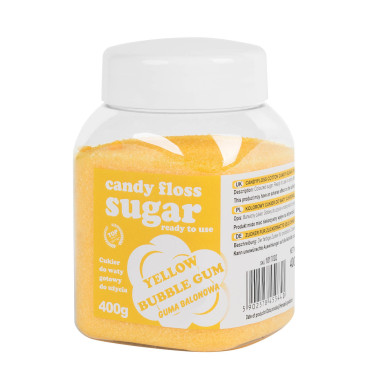 Açúcar colorido para um doce amarelo com um sabor de borracha de balão 400g