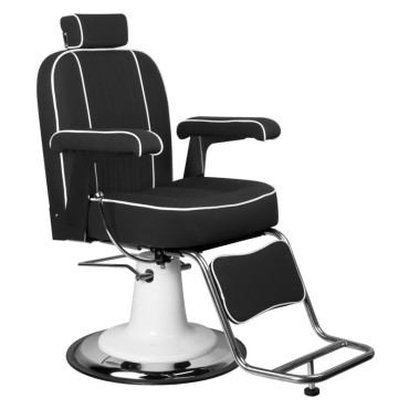 Sillón de barbero Gabbiano Amadeo negro con altura ajustable y respaldo reclinable — vista lateral