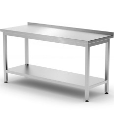 Mesa de trabalho de bancada de mesa com a parede de orçamento de água de corrida de aço 1200 x 600 x 850 mm - Hendi 817285