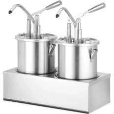 Contenedor para salsas de dispensador y base de doble acero 2 x 4.5 L - Hendi 558119