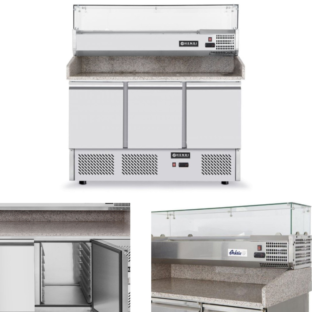 Mesa refrigerada con una tapa de enfriamiento con ancho de encimera de granito 140 cm - Hendi 232033