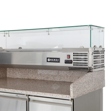 Mesa refrigerada com uma tampa de resfriamento com largura de bancada de granito 140cm - Hendi 232033