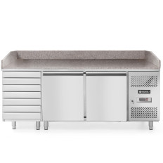 2-deurs pizza gekoelde tafel met 7 laden granieten teller. 202cm - Hendi 232842