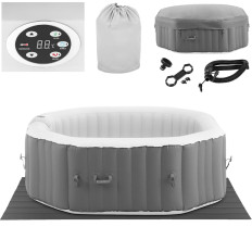 Giardino Jacuzzi gonfiabile 130 masse che massaggiano 6 persone 910 l grigio-bianco