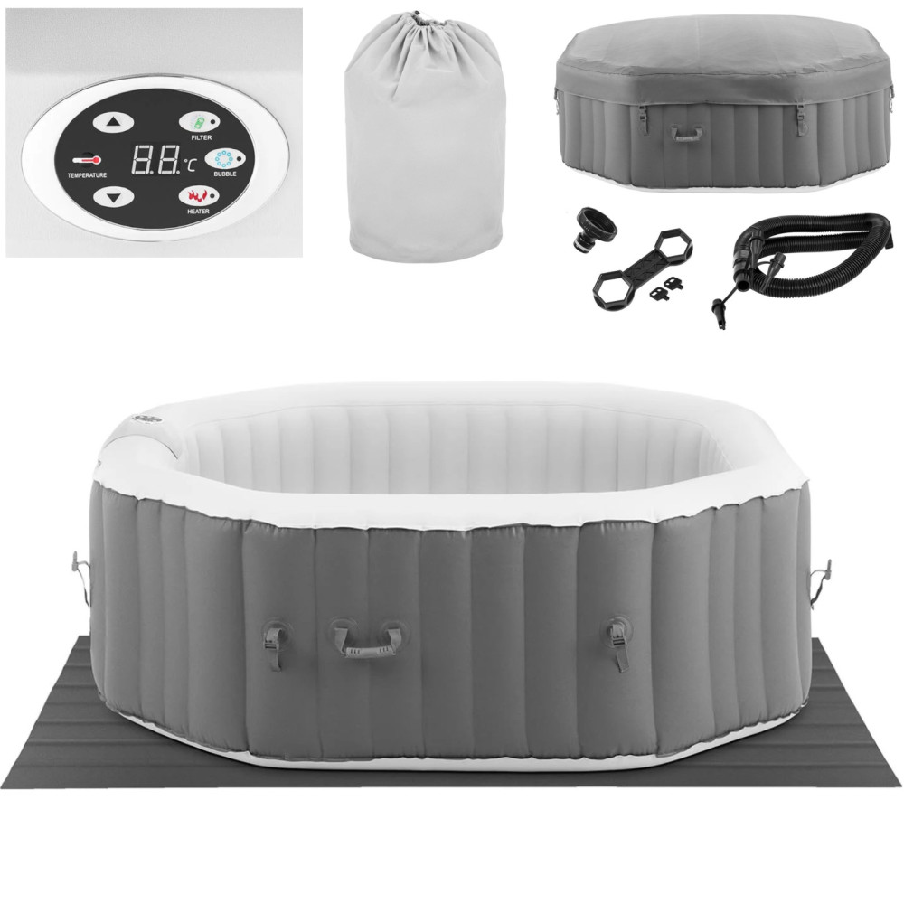 Garden Jacuzzi Uppblåsbara 130 Massor Massaging 6 personer 910 L Gråvit