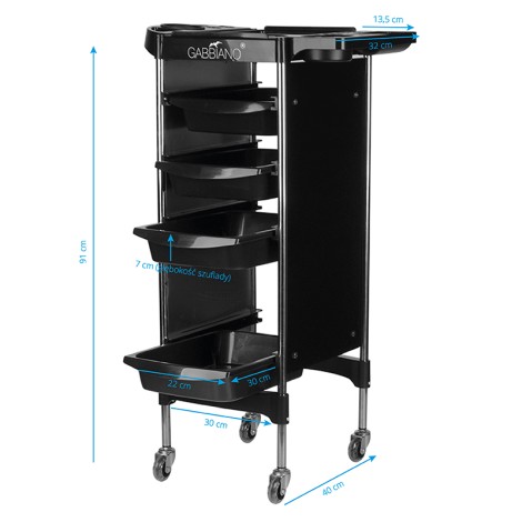 Gabbiano frisörtrolley fx11-2 svart