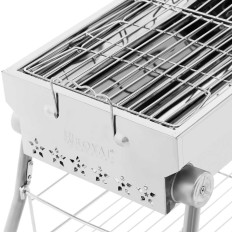 Grill de carbón con rejilla plegable y un estante 53 x 26 cm