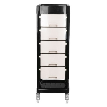 Carrello assistente parrucchiere Gabbiano ft65 nero/bianco — vista frontale