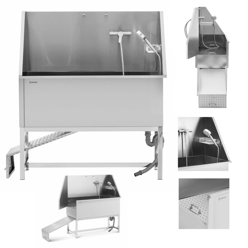 Groomerska bathtub for bathing dog animal washing with a ramp 122 x 56 x 142 cm
