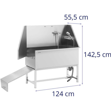 Groomerska bathtub for bathing dog animal washing with a ramp 122 x 56 x 142 cm