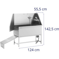Groomerska bathtub for bathing dog animal washing with a ramp 122 x 56 x 142 cm