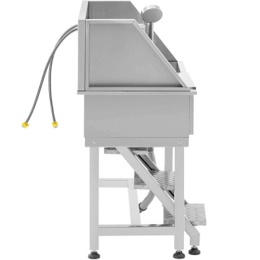 Baignoire de la salle de bain pour la baignade pour chien animal laver avec escalier 90 x 90 x 106 cm