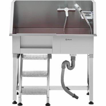 Baño de baño para bañarse para perros Lavado de animales con escaleras 90 x 90 x 106 cm