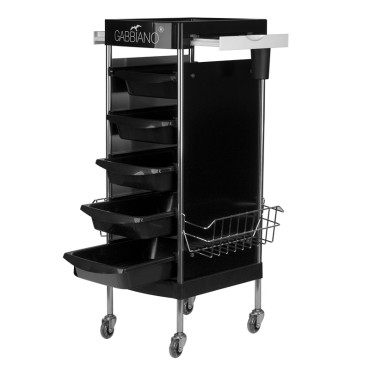 Gabbiano fx11e schwarzer Friseurtrolley — Seitenansicht