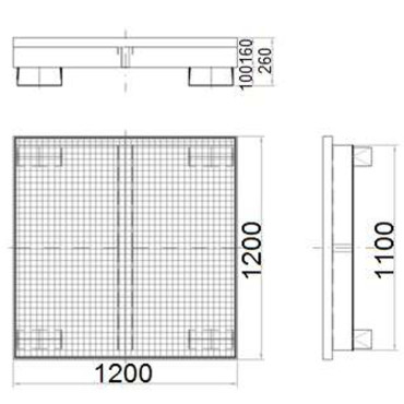 Metāla uztveršanas vanna 4 mucas 200l 120x120cm