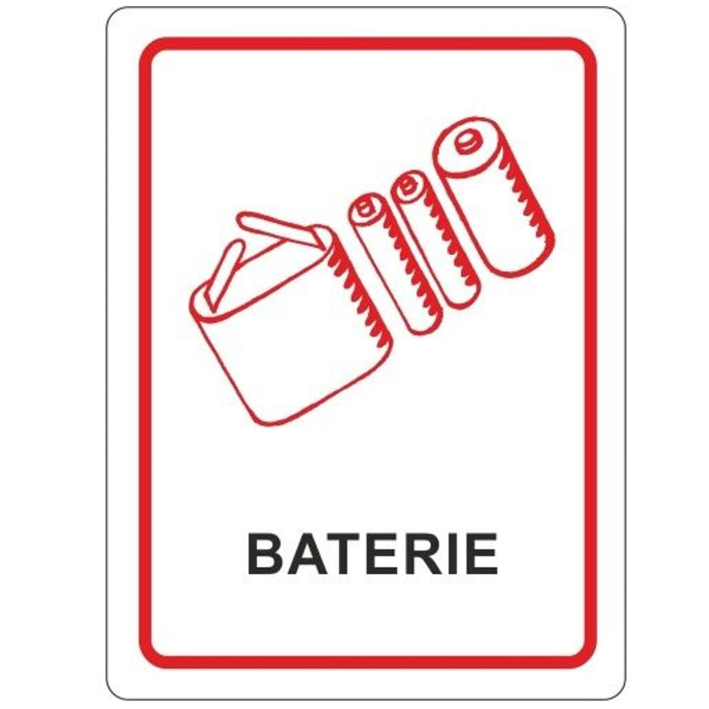 Nálepka pro kontejner pro použité 16x12cm baterie