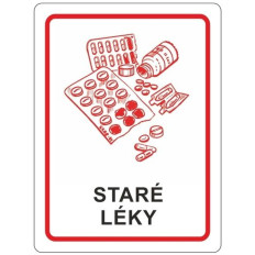 Sticker voor een oude medicijncontainer 16x12cm