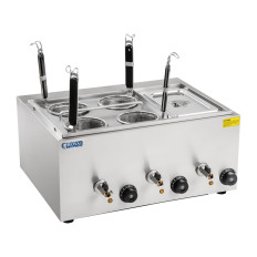 Máquina de pasta hervidora para cocinar pasta y pierogi con bemar 3 compartimentos con grifos