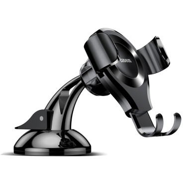 Gravitationsbilhandtag för en telefon på ett glas eller ett distributionsbräda. Occculum svart