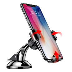 Gravitationsbilhandtag för en telefon på ett glas eller ett distributionsbräda. Occculum svart