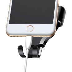Gravitationsbilhandtag för en telefon på ett glas eller ett distributionsbräda. Occculum svart
