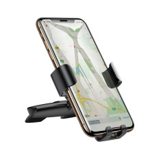 Metāla auto gravitācijas rokturis uz melna CD slota