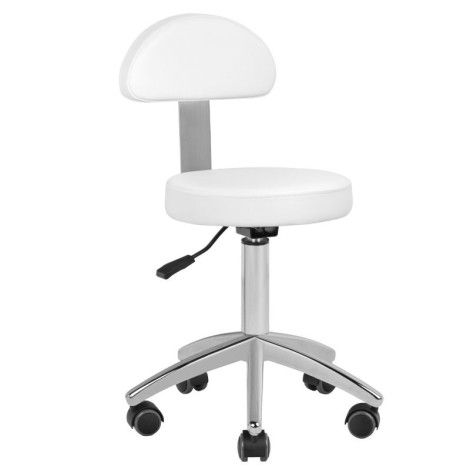 Sillón cosmético eléctrico Lux 273B con 3 motores y taburete AM-304 blanco — vista frontal