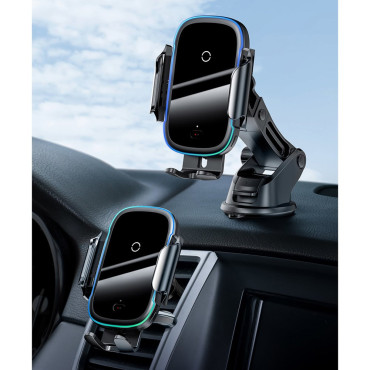 Carregador sem fio do suporte de carro elétrico automático Qi 15w preto