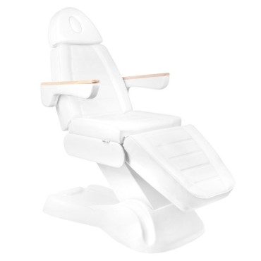 Sillón cosmético eléctrico Lux 273B con 3 motores y taburete AM-304 blanco — vista lateral