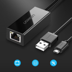 Väline LAN Micro USB 100Mbps Võrgukaart ChromeCastile 1M Black