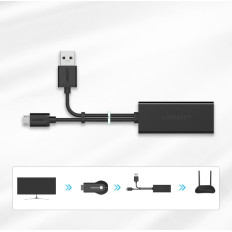 Ārējā LAN Micro USB 100Mbps tīkla karte Chromecast 1M Black