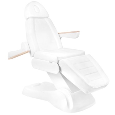 Poltrona estetica elettrica Lux 273B a 3 motori con sgabello 304 bianco — vista laterale