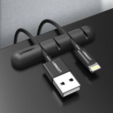 Self-adhesive organizer for 4 cables wires set 2pcs black