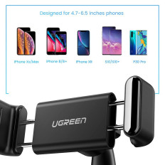 Autohouder voor telefoongesp op het zwarte dashboard