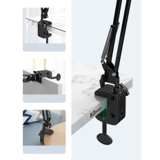 Poignée pliante épaule faite main pour le bureau de table sur tablette de téléphone noir et gris