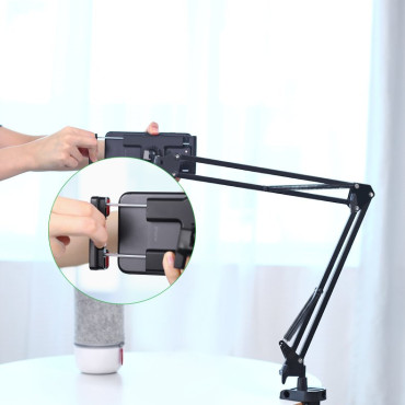 Lidar com o ombro artesanal de dobramento para mesa de mesa no tablet do telefone preto e cinza