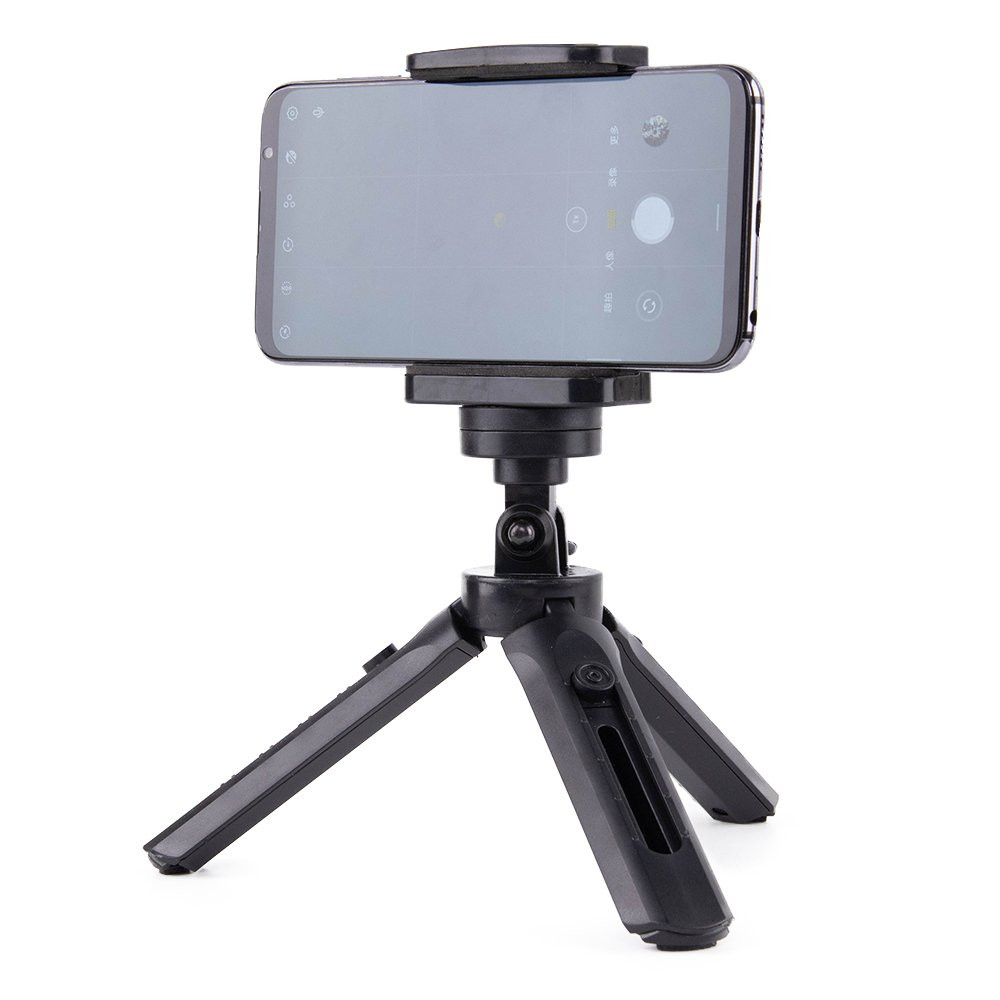 Mini Tripod Selfie Fotohållare för telefonkamera Kamera GOPRO 16-21cm Svart